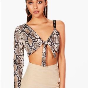 BooHoo Snakeskin Crop Top